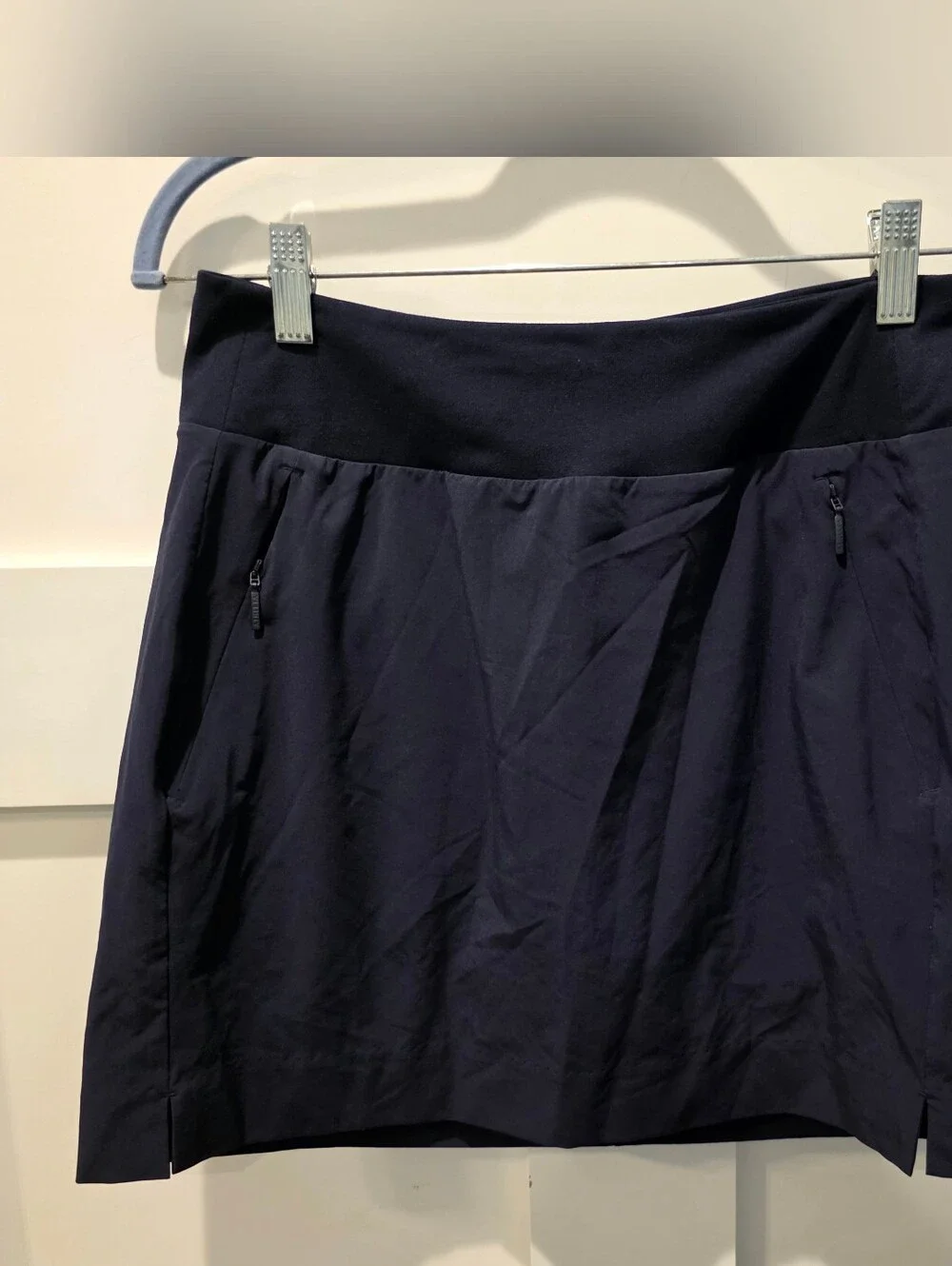 Athleta Soho Skort Women's 4 Zipped Pockets Tennis Golf Outdoor Casual Navy